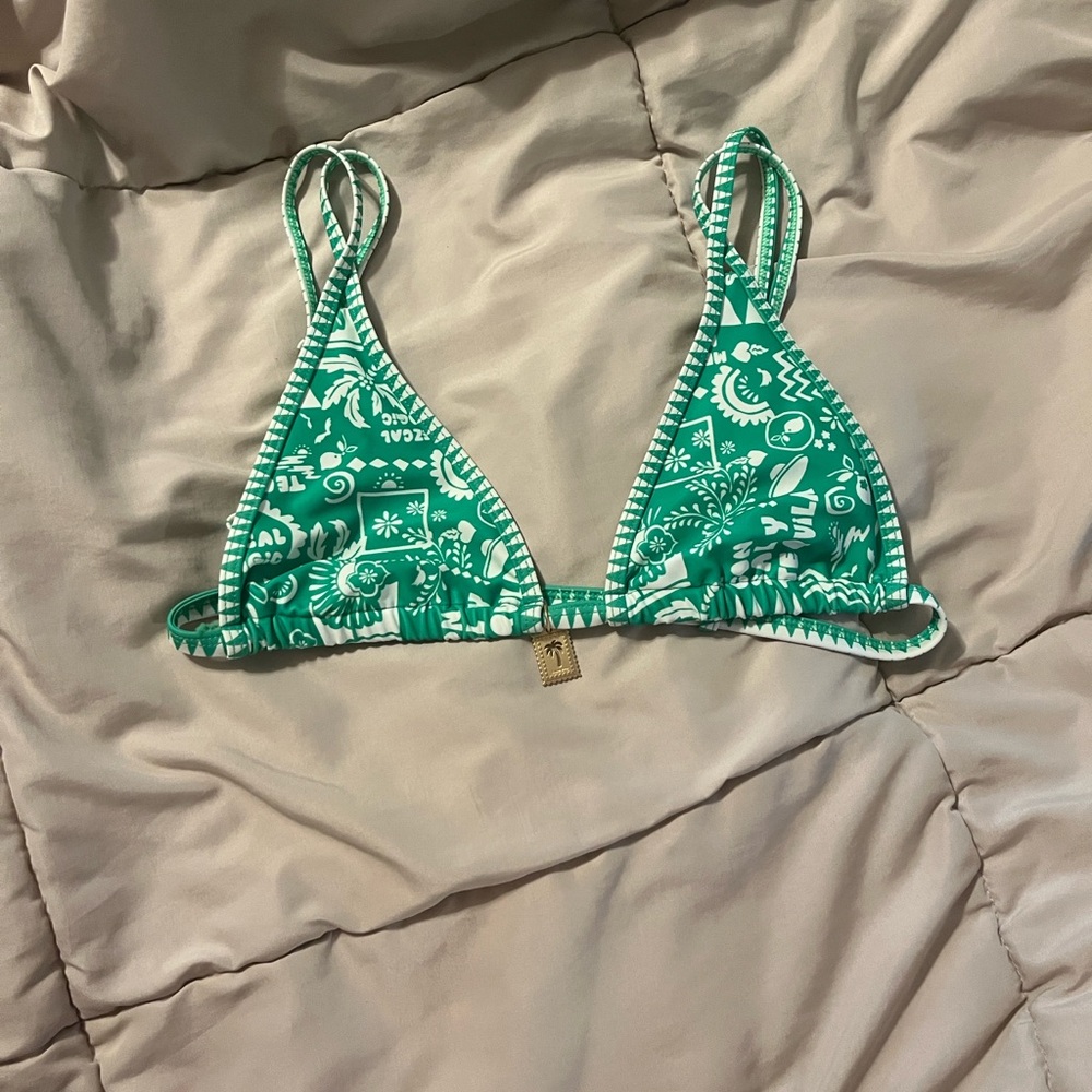 Kulani Kinis Twin Strap Bralette Bikini Top – Sol Dia Print (Size S)